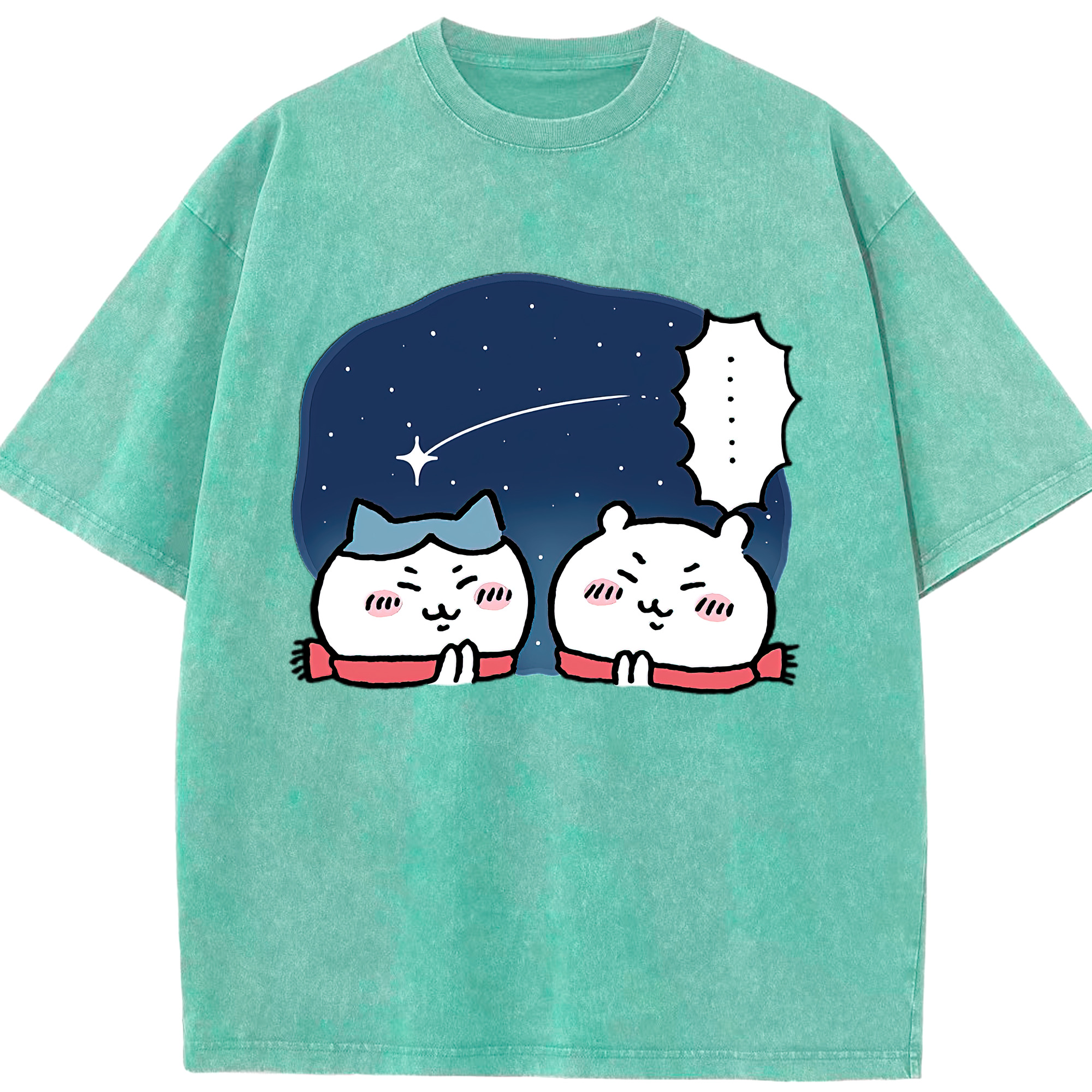 （画像用） ちいかわ ハチワレ Chii-kawa hachiware 綿100% ヴィンテージ風 半袖Tシャツ（フロントプリント）